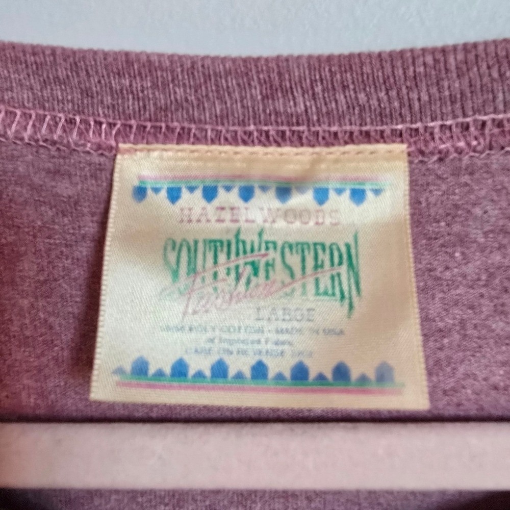 Hazelwood Southwestern Vintage Pink Western Fringe Knit Tribal Top SZ Large - Picture 7 of 9